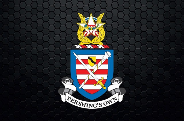 Insignia of the U.S. Army Band, “Pershing’s Own,” which includes the image of a bugle.