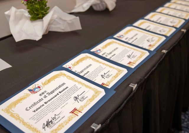 Fourteen community members received certificates of appreciation for their contributions and support to women during a Women's History Month luncheon at the Camp Zama Community Club, Japan, March 30, 2023. The Camp Zama community celebrated the observance with a week of various events to highlight and empower women on the installation.