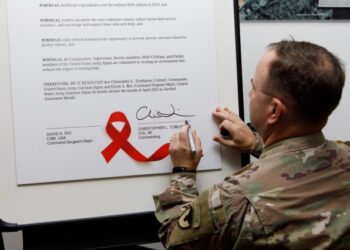 USAG Japan leadership sign proclamations committing support for Alcohol Awareness, Child Abuse Prevention months