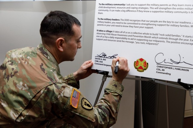 USAG Japan leadership sign proclamations committing support for Alcohol Awareness, Child Abuse Prevention months