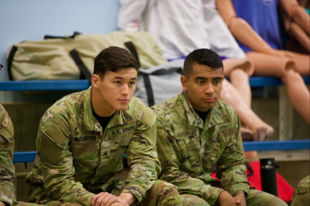 MIRC Soldier Prepares for Swim Event during Non-Commissioned Officer of the Year and Soldier of the Year Competition