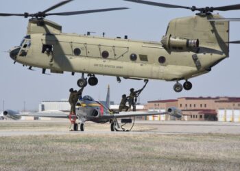 Iowa Guard CH-47 Delivers Historic F-80 via Sling Load