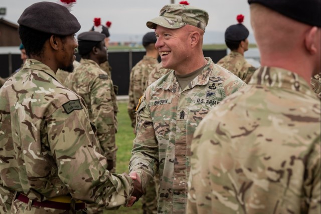 First Regiment of the Royal Fusiliers celebrate their end of mission