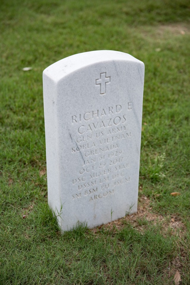 Gen. Richard E. Cavazos was laid to rest in the Fort Sam Houston National Cemetery in San Antonio. He passed away Oct. 29, 2017, at the age of 88. (U.S. Army photo by Blair Dupre, Fort Cavazos Public Affairs)