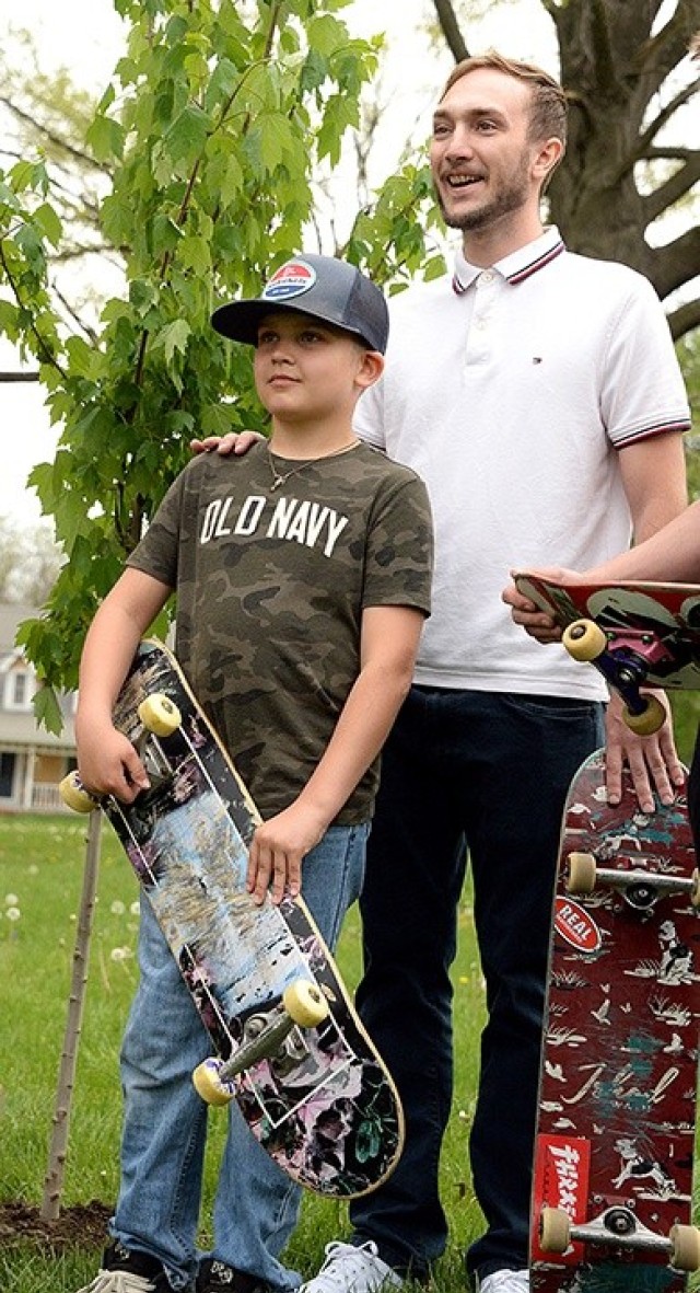 Memorial tree planted for Cody Clark at Skateboard Park