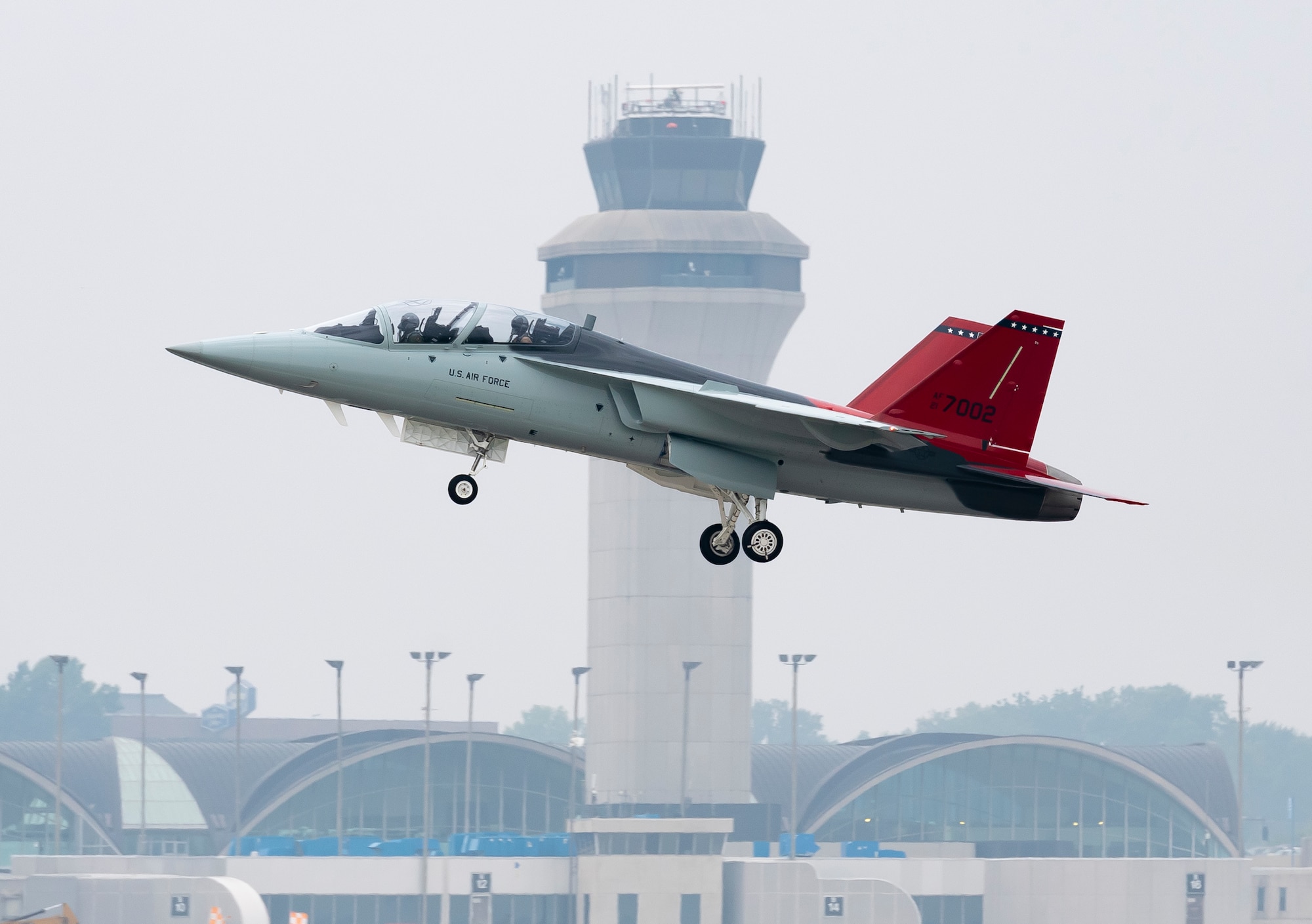 Three generations of breaking barriers: T-7A Red Hawk soars with US Air Force test pilot