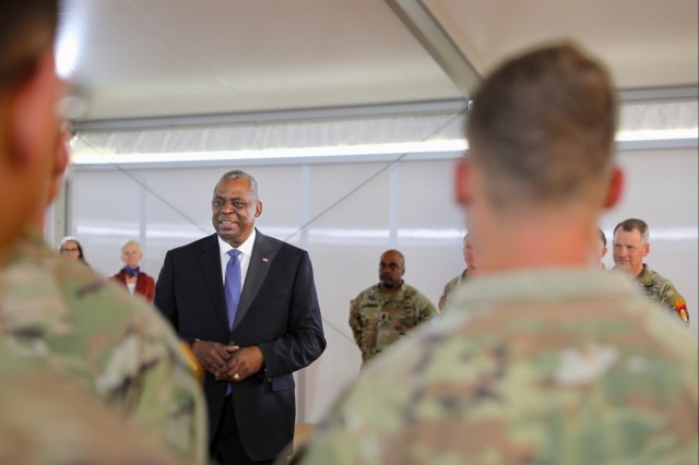 Soldiers in Normandy for D-Day meet Secretary of Defense