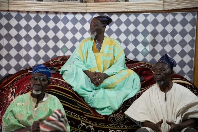 Soldiers from Ghana and the U.S. Army meet with Alhaji Ahmed Yussi, the municipal chief executive of the city of Yendi, Ghana, June 3, 2023. Yussi expressed his appreciation for the medical treatment the Ghana Armed Forces and U.S. Army medical professionals provided his community during African Lion 2023.