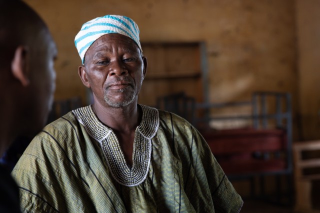 A man receives treatment from Ghana Armed Forces medical personnel in Yendi, Ghana, June 3, 2023, during a medical civic action program as part of exercise African Lion 2023.