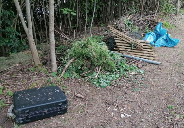 JOINT MULTINATIONAL READINESS CENTER, Germany – Soldiers of the Mustang Team with the Joint Multinational Readiness Center and their Family members worked with their partner city Lupburg, Germany to clean the hill around the town’s castle June 6, 2023. In this photo is some of the discarded items and brush the group brought down from the hill. (Courtesy photo)