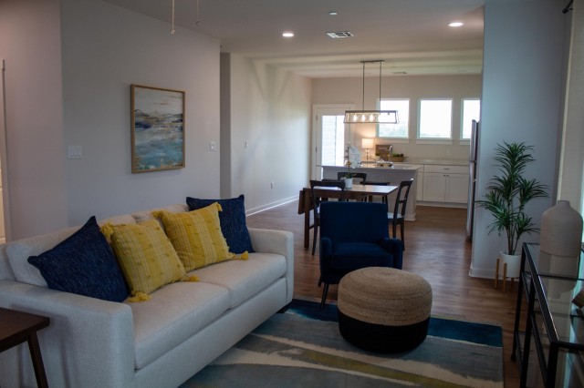 The new homes in Heritage Heights have three bedrooms, two bathrooms and feature an open-floor plan. (U.S. Army photo by Samantha Harms, Fort Cavazos Public Affairs)