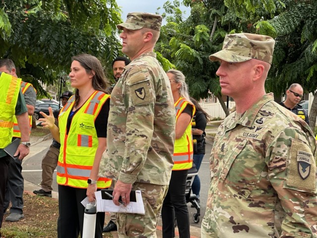 US Army Garrison Hawai'i hosted its inaugural "walking town hall" at Schofield Barracks to address the concerns of soldiers and their families regarding on-base living conditions. The event featured a walk through residential areas led by Garrison leadership, including Col. Steven McGunegle, Command Sgt. Maj. Wise, Iris Kiplinger of IPC, and Dave Reynolds, chief of housing. 