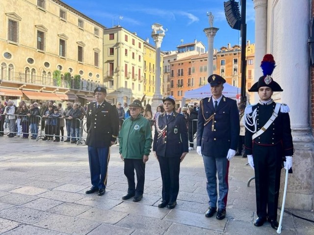 Capt. Fernando Rubio, an officer from the Southern European Task Force, Africa, joined Italian veterans, military and police Nov. 4 in Vicenza's Piazza dei Signori for a ceremony to mark National Unity and Armed Forces Day.
