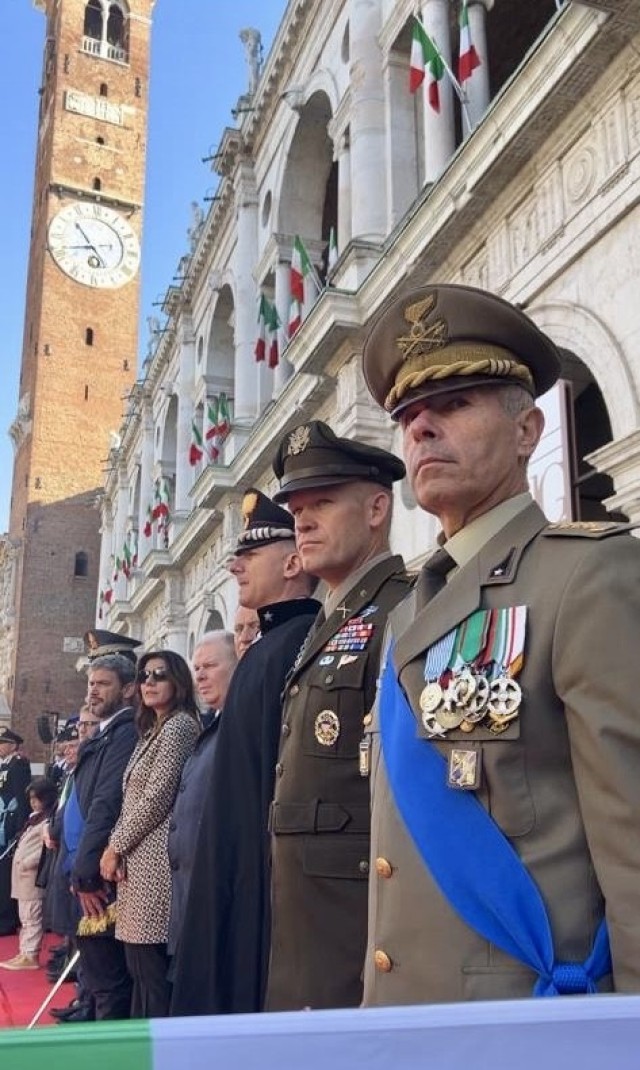 In Vicenza, Col. Scott Horrigan, commander of U.S. Army Garrison Italy, joined local leaders in the Piazza dei Signori for a commemorative event on Nov. 4.