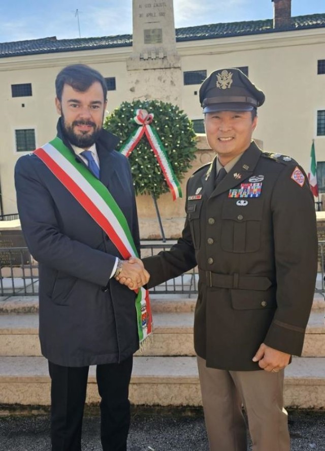 In Isola Vicentina, Lt. Col. Jae Marquis, Commander, 509th Strategic Signal Battalion and his team attended Italian Armed Forces Day events as guests of Mayor Francesco Enrico Gonzo.