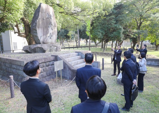 Several Shinto priests and members from the Association of Shinto Shrines participate in a tour of Camp Zama, Japan, Nov. 9, 2023. The U.S. Army Japan Chaplain’s Office invited them to the installation as part of an ongoing effort to increase interfaith dialogue with its unit ministry teams.