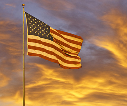 American flag on Christmas Day