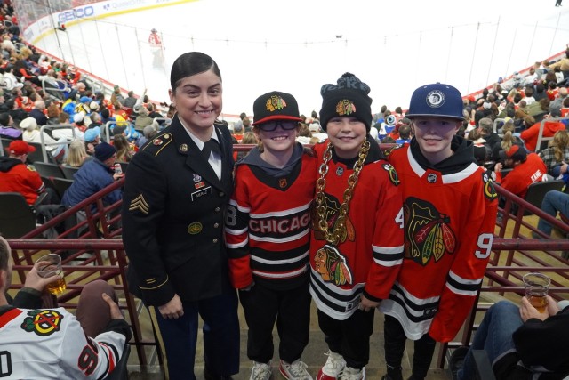 Chicago Blackhawks NHL team honor Army Reserve Soldier