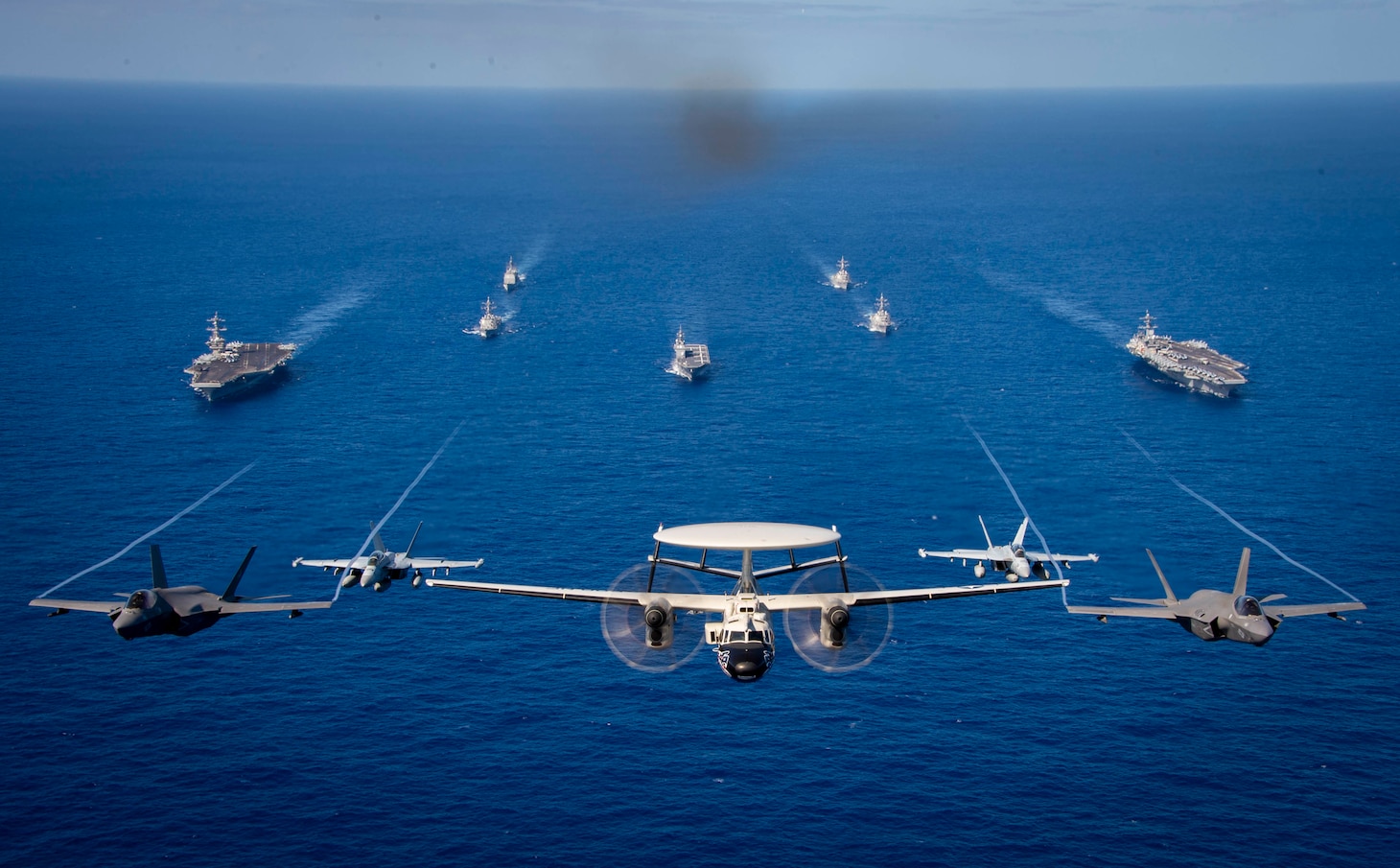 Two U.S. Navy carriers join Japan destroyer on Multi-Large Deck Event in Philippine Sea