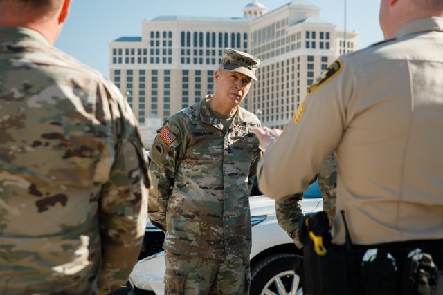 Gen. Daniel Hokanson, Chief of the National Guard Bureau, visits local law enforcement and the 92nd Civil Support Team in Las Vegas, Nevada, Dec. 30, 2023. Hokanson met with local law enforcement and the 92nd CST to understand the Nevada National Guard's involvement in New Years Eve festivities. 