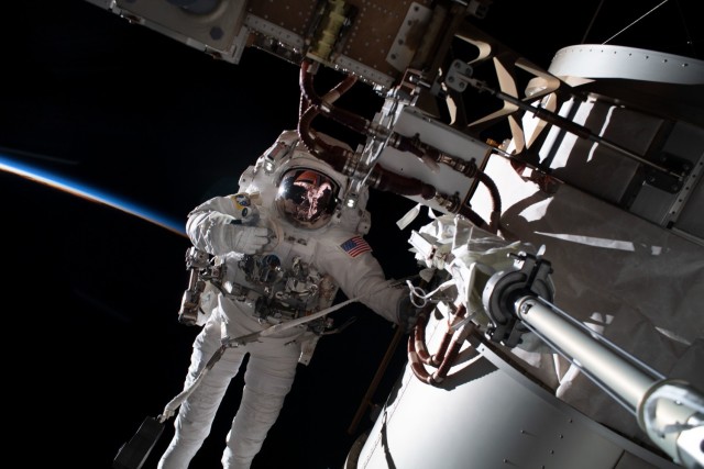 Army astronaut Lt. Col. Frank Rubio completes a spacewalk tethered to the International Space Station’s starboard truss structure, Nov. 15, 2022. 
