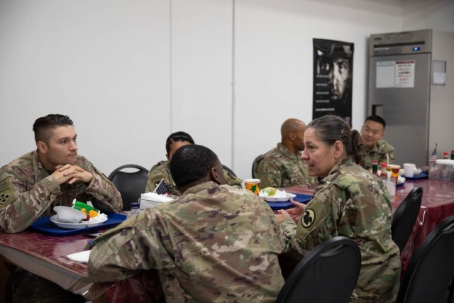 Lt. Gen. Jody Daniels, Chief of Army Reserve and Commanding General U.S. Army Reserve Command, conducts battlefield circulation in the CENTCOM AO, visiting U.S. Army Reserve Soldiers serving at Camp Arifjan and Camp Buehring, Kuwait, January 22-23, 2024.