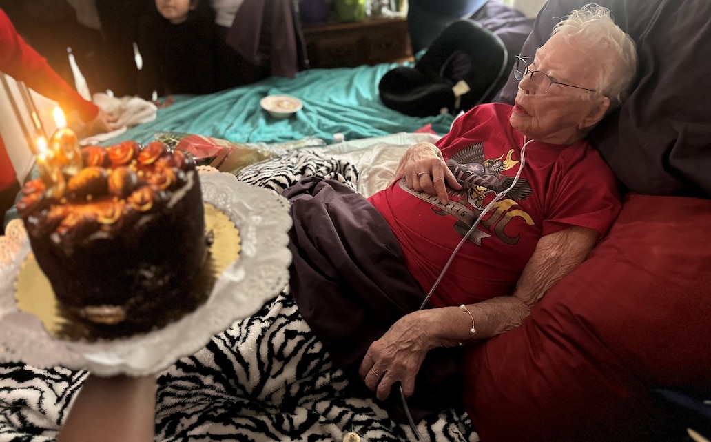 U.S. Marines celebrate retired Marine Corps Cpl. Lou ‘Mama Lou’ Keller’s 99th birthday