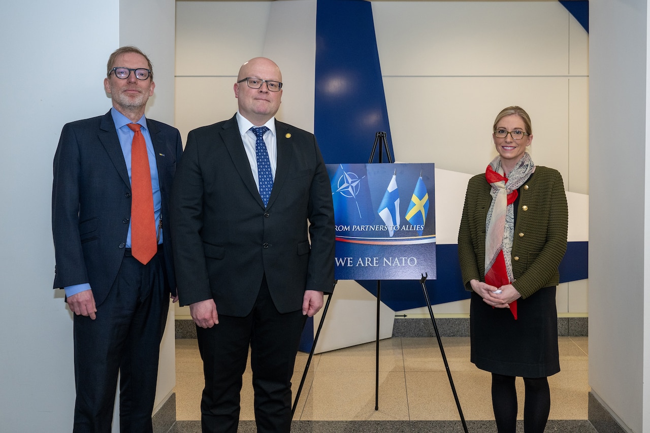 Pentagon Welcomes Sweden, Finland in Ceremony Marking NATO Anniversary