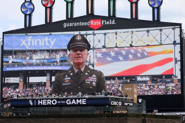 Country singer and Army Reserve Soldier Craig Morgan performs at opening day for Chicago White Sox