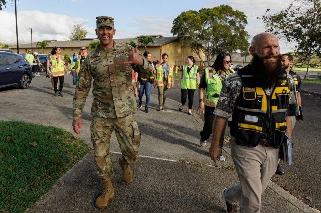 the gathering featured U.S. Army Garrison Hawai'i Commander Col. Steven McGunegle, representatives from Hawaiian Electric Company (HECO), Island Palm Communities (IPC) and the Housing Services Office, housing team.