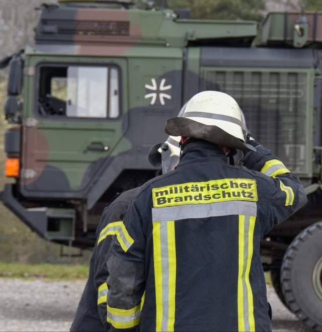 Bundeswehr Firefighters suit up for training at USAG Ansbach