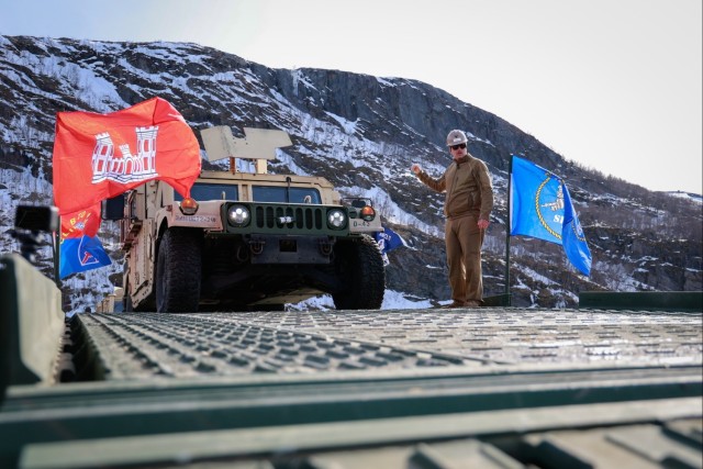 U.S. Navy Seabees join forces with the Army and Norway for bridge construction