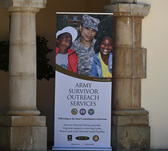 Army Survivor Outreach Services graphic outside of Stonepine Estate, Carmel Valley, Calif., May 11. Stonepine Estate hosted a Mother's Day event for local Gold Star families.