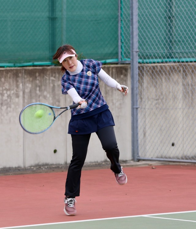 A tennis player competes in a tournament as part of the Commander’s Cup program at Camp Zama, Japan, March 2, 2024. The U.S. Army Garrison Japan team recently won the yearlong program for the third year in a row.
