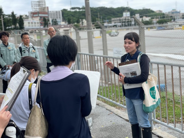 USAG Okinawa’s Naho Ishiki, DPW Environmental Engineer, spoke with local media during a Government of Japan, Ministry of the Environment, led press conference near Naha Miliary Port, May 23. 