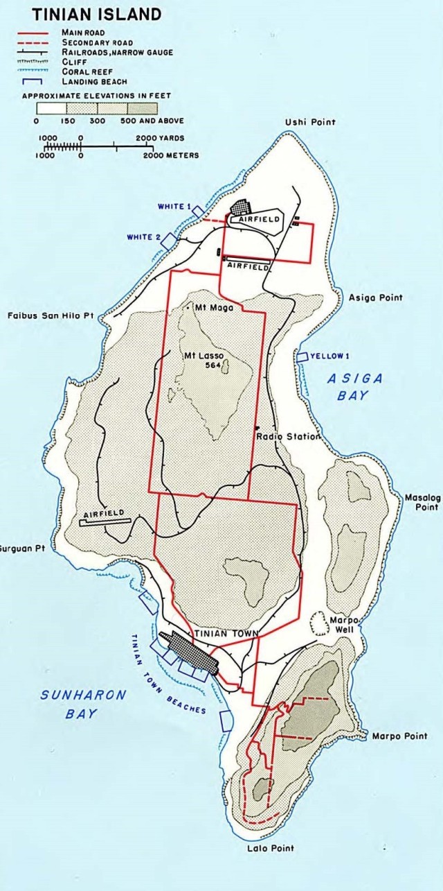 Battle map of Tinian