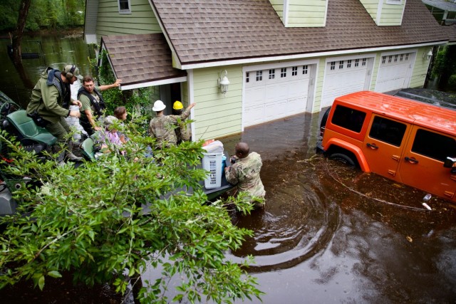 Soldiers from the 868th Engineer Company conduct a high-water rescue operation in Live Oak, Fla., following flooding from Hurricane Debby. The Florida National Guard is dedicated to response efforts to support the community and assist residents...