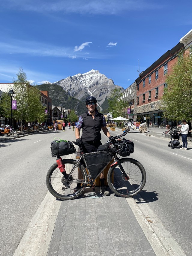 Robert Wells in Banff, Alberta, Canada on June 14 2024, prior to starting the Tour Divide race.
