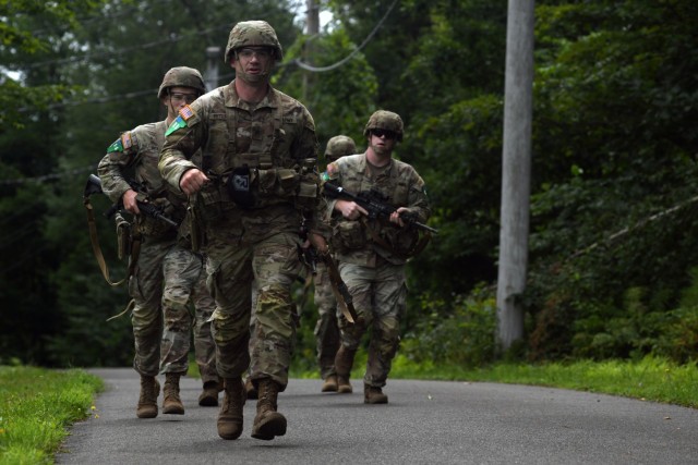 Competitors in the 2024 Army National Guard Best Warrior Competition run a 1-kilometer route as part of the competition’s biathlon event at Ethan Allen Firing Range, Vermont, Aug. 6, 2024. Winners are named the Army Guard Soldier and...