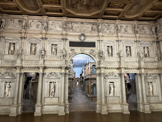 VICENZA, Italy - Front view of the scene with the famous optical illusion created by architect Vincenzo Scamozzi
