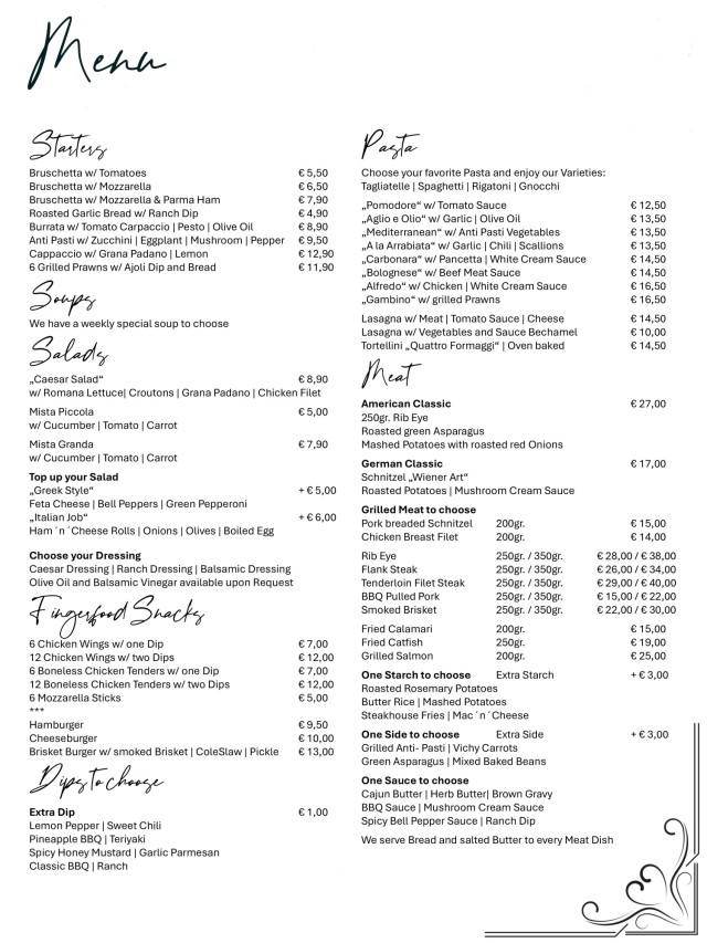 The Italian Grill Menu pg. 1