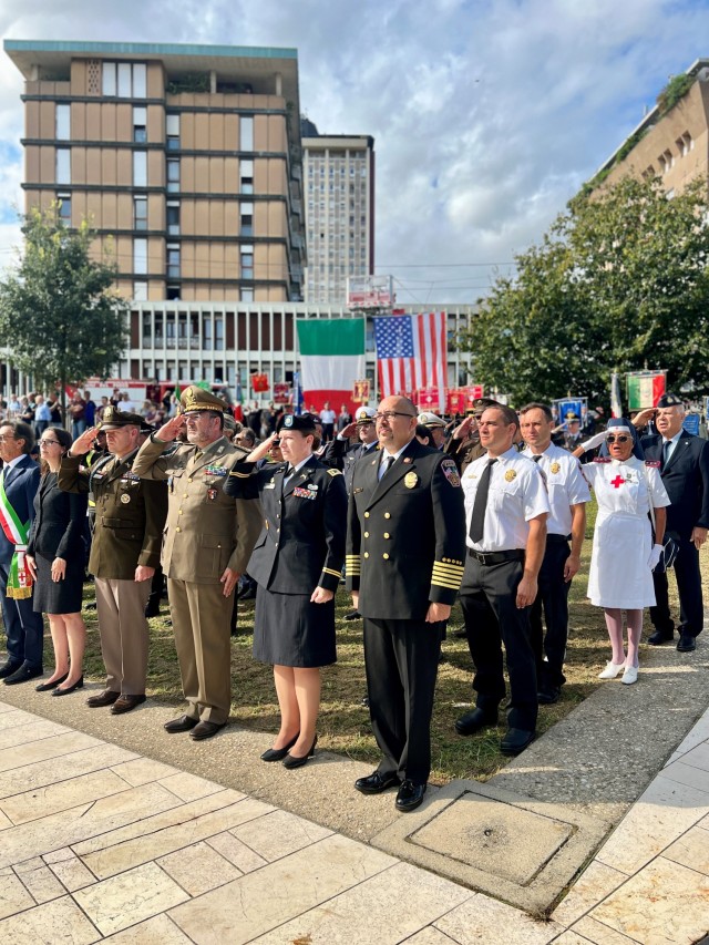 Leaders from U.S. Army Garrison Italy, attended the 23rd anniversary of the 9/11 attacks at a memorial ceremony in Padova, Italy, Sept. 11, 2024.