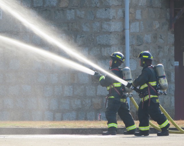 U.S. Army Garrison Japan firefighters participate in a joint training exercise with the Kure Fire Department at Hiro Ammunition Depot, Japan, Feb. 13, 2024. Garrison firefighters have recently stepped up their efforts to strengthen partnerships...