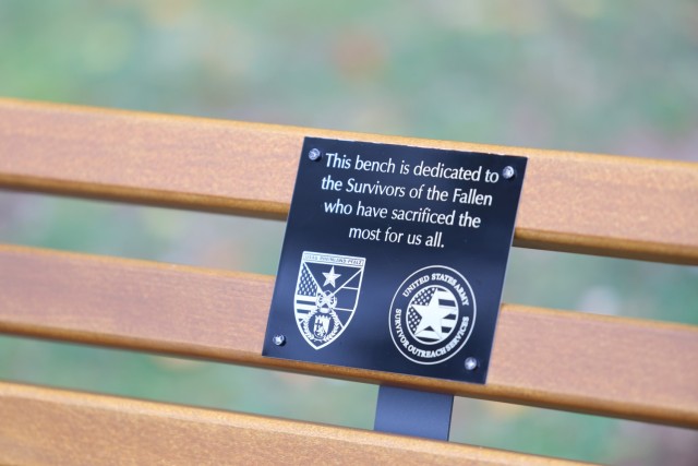 A park bench in honor of Gold Star Mother’s and Families at Pulaski Park, Kaiserslautern, Germany, Sept. 27, 2024. U.S. Army Garrison Rheinland-Pfalz hosted the Gold Star Mother’s and Family Day recognition ceremony with the park bench...