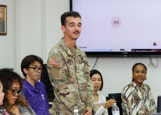 New U.S. Army Garrison Japan employees introduce themselves to the leadership during an orientation program at Camp Zama, Japan, Sept. 25, 2024. The program, which began last year, aims to provide new hires with a better understanding of how they...