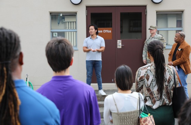New U.S. Army Garrison Japan employees visit the Pass Office during an installation tour at Camp Zama, Japan, Sept. 25, 2024. The tour was part of the garrison's new employee orientation program that aims to provide new hires with a better...
