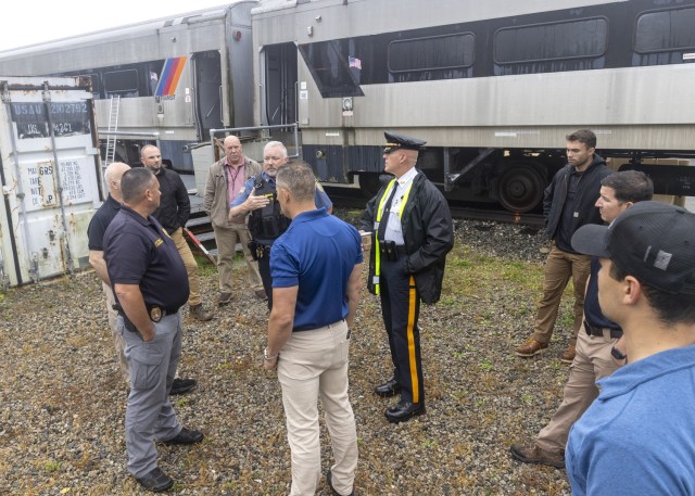 PICATINNY ARSENAL, N.J. - Representatives from the Morris County Sherrif’s Office, FBI, and local police and fire departments tour the installation’s Homeland Defense Homeland Technology Center, where a variety of classrooms, and tactical...