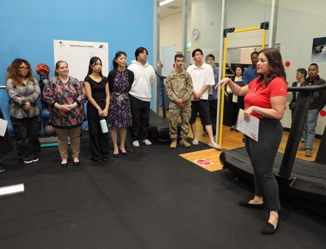 New U.S. Army Garrison Japan employees visit the Yano Fitness Center during an installation tour at Camp Zama, Japan, Sept. 25, 2024. The tour was part of the garrison's new employee orientation program that aims to provide new hires with a...