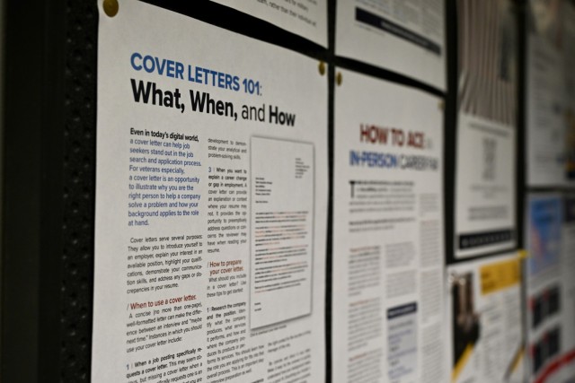 Hill has turned the TAP Center's bulletin boards into a wealth of information about employment opportunities, transition information, and important training dates.