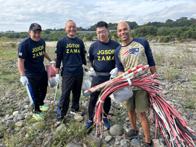 Friends, neighbors join forces to tackle community cleanup project near Camp Zama